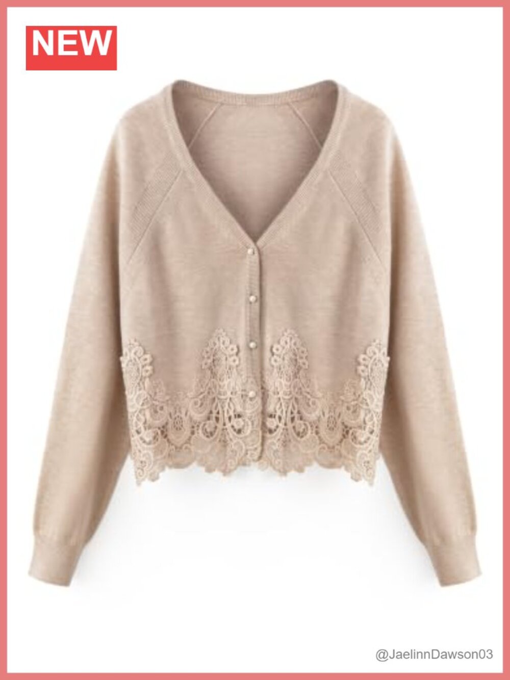 Lace Cropped Cardigan Shrug Button V-Neck Knit Long Sleeve Women
